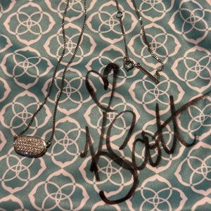 Kendra Scott White Gold Diamond Elisa Necklace EUC